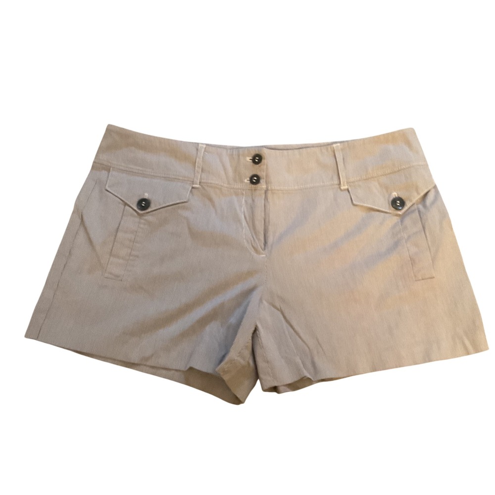 New York & Company Tan Pinstripe Cotton Blend Shorts Size 12